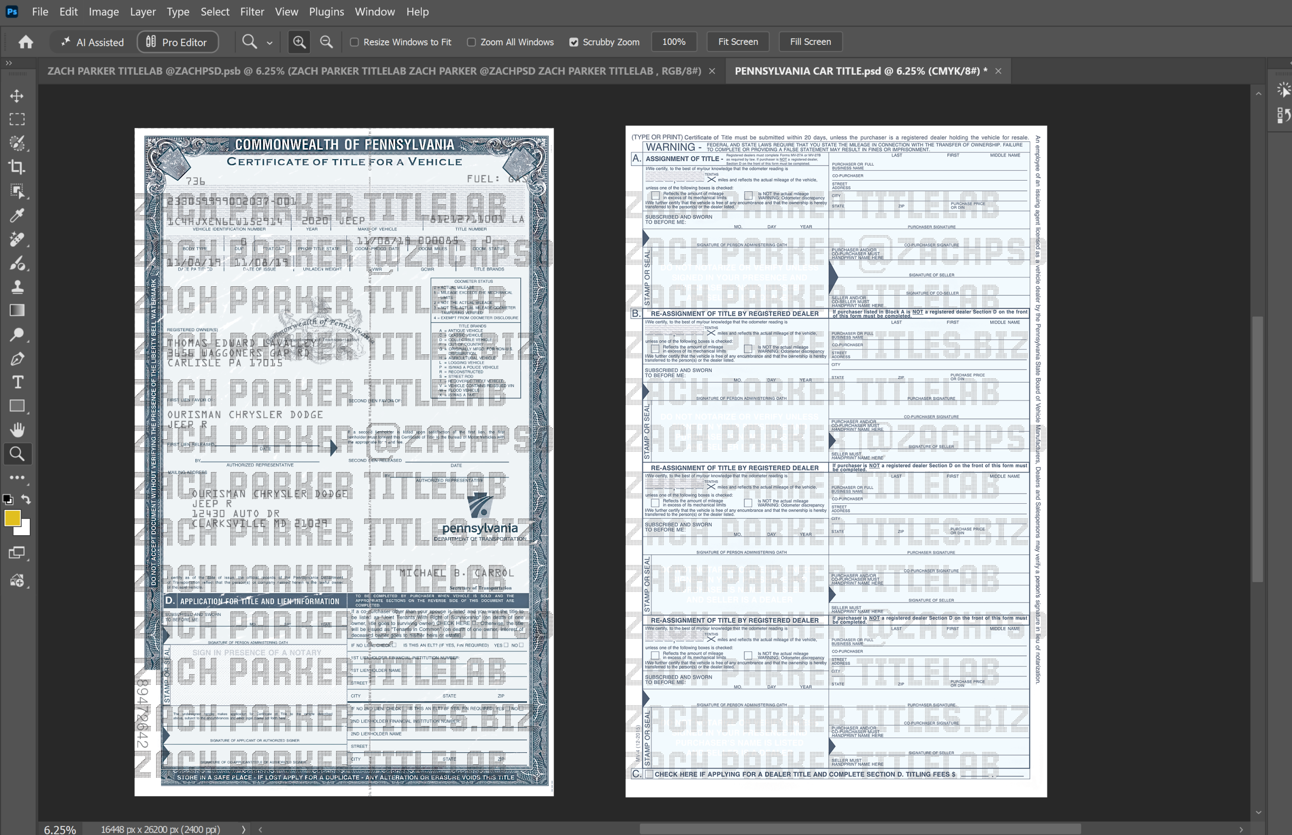 Screenshot (101) copy Pennsylvania Car Title Psd Template - Image 1